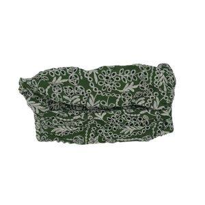 By Together Olive Green Strapless Lace Tube Top with White Floral Embroidery